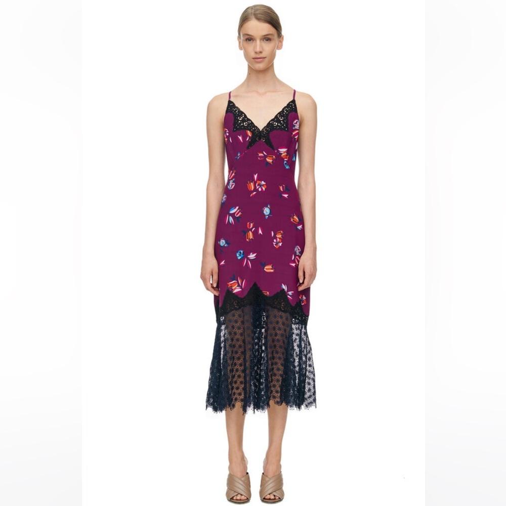 Rebecca Taylor Bellflower Slip Dress in Plum